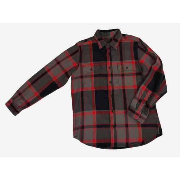 Filson Vintage Style Flannel Work Shirt | Red, Gray & Black | Men's Sz L - Picture 2 of 6